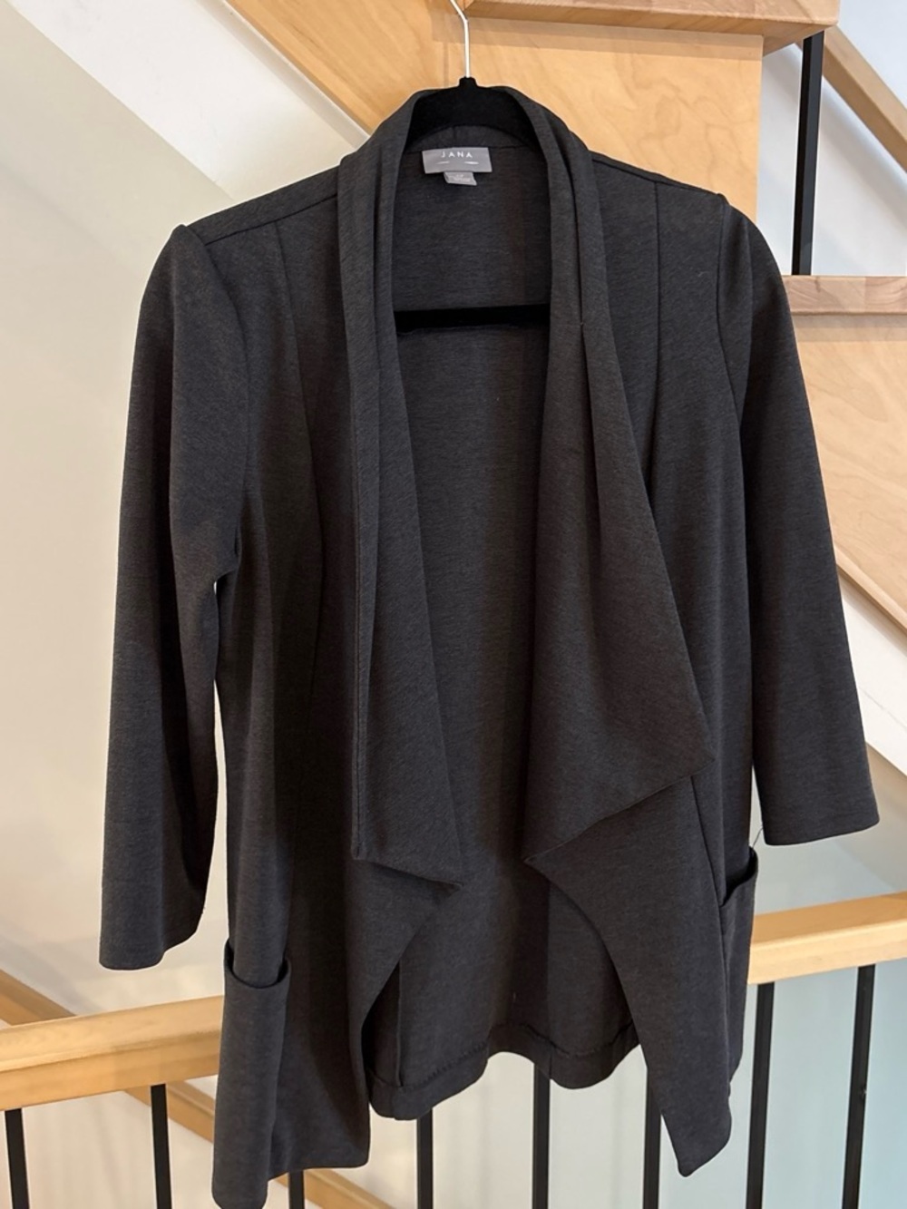 Zara Black Open Drape Front Cardigan with Pockets